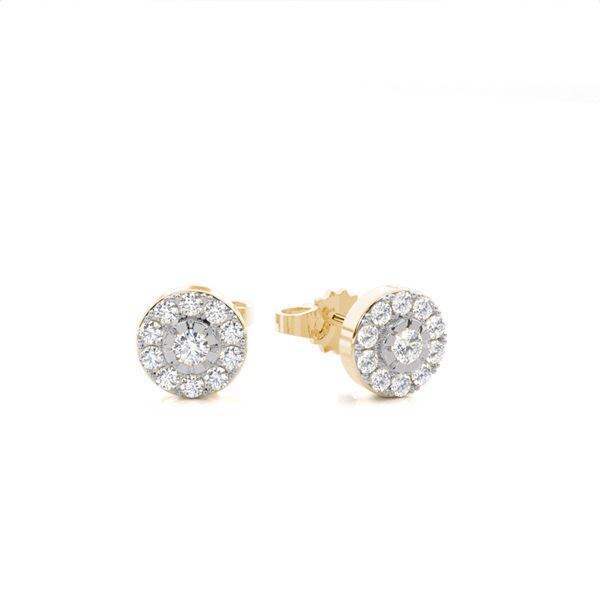 Micro Prong Setting Round Diamond Stud Earring