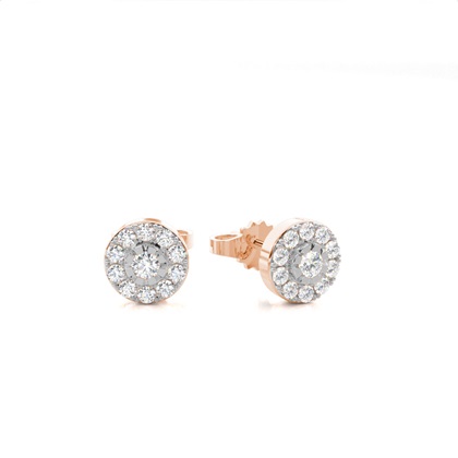 Rose Gold Halo Diamond Earrings