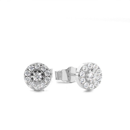 Micro Prong Setting Round Diamond Stud Earring
