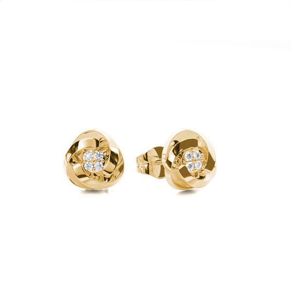 Handset Round Plate Prong Setting Round Diamond Stud Earring