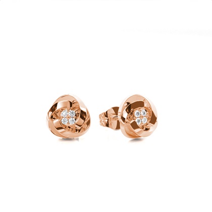 Handset Round Plate Prong Setting Round Diamond Stud Earring