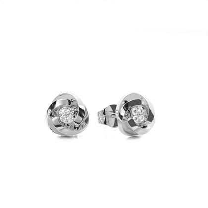 Handset Round Plate Prong Setting Round Diamond Stud Earring