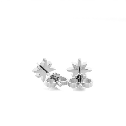 Plate Prong Setting Round Diamond Stud Earring