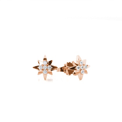 Plate Prong Setting Round Diamond Stud Earring
