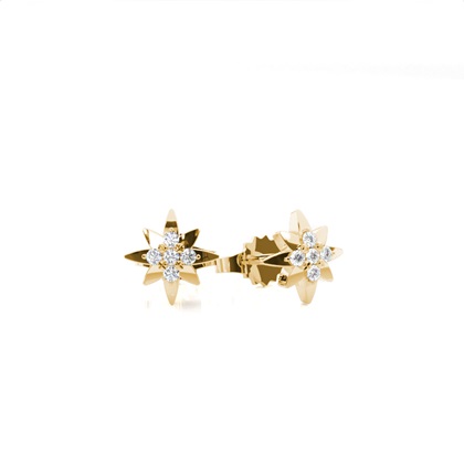 Plate Prong Setting Round Diamond Stud Earring