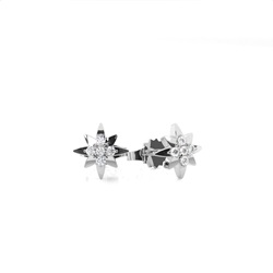 Plate Prong Setting Round Diamond Stud Earring