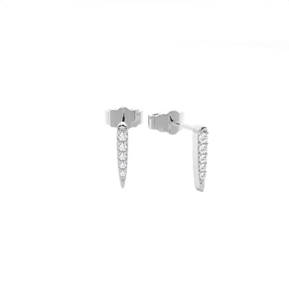 Plate Prong Setting Round Diamond Stud Earring