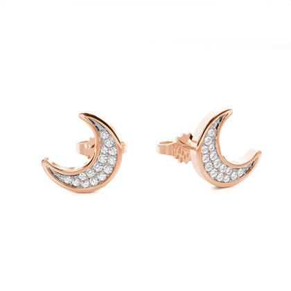 Pave Setting Round Diamond Stud Earring