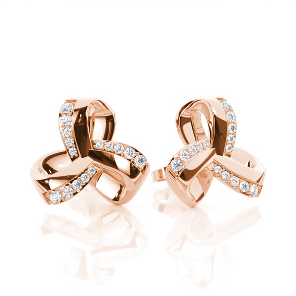 Plate Prong Setting Round Diamond Stud Earring