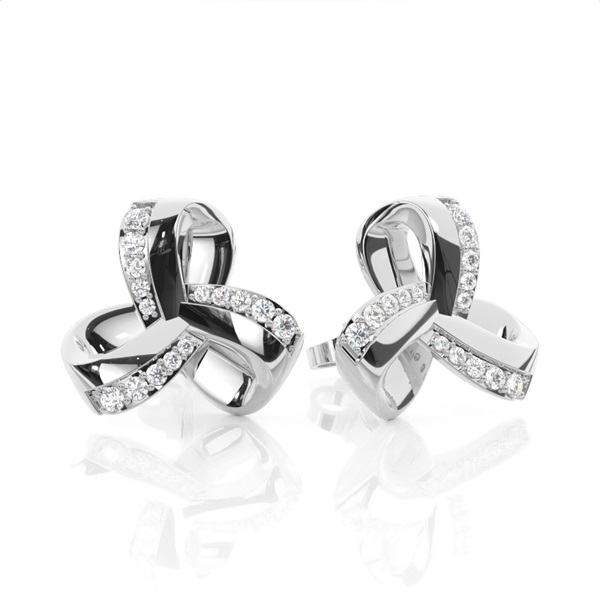 Plate Prong Setting Round Diamond Stud Earring