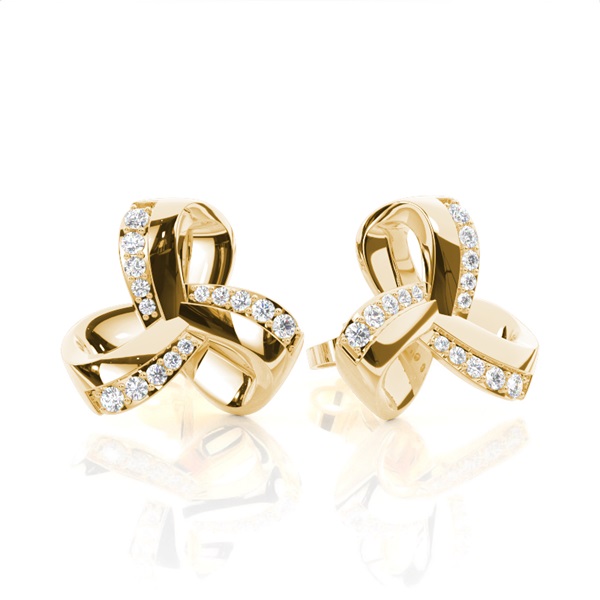 Plate Prong Setting Round Diamond Stud Earring