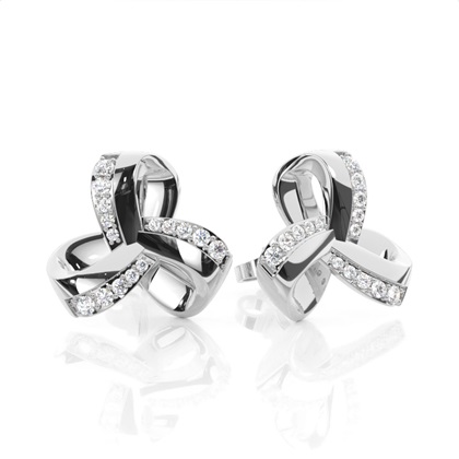 Plate Prong Setting Round Diamond Stud Earring