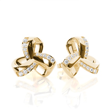Plate Prong Setting Round Diamond Stud Earring