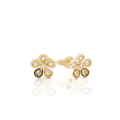Micro Prong Setting Round Diamond Stud Earring