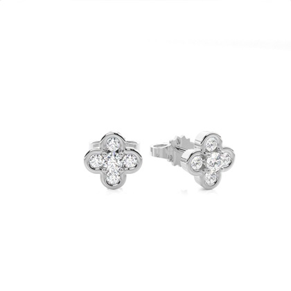 Bezel Setting Round Diamond Stud Earring