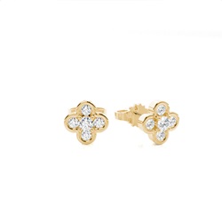 Bezel Setting Round Diamond Stud Earring