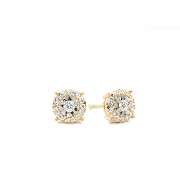 Micro Prong Setting Round Diamond Stud Earring