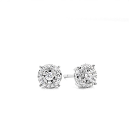Micro Prong Setting Round Diamond Stud Earring