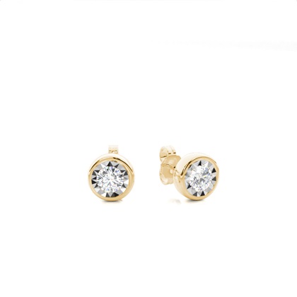 Illusion Plate Prong Setting Round Stud Diamond Earrings