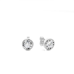 Illusion Plate Prong Setting Round Stud Diamond Earrings