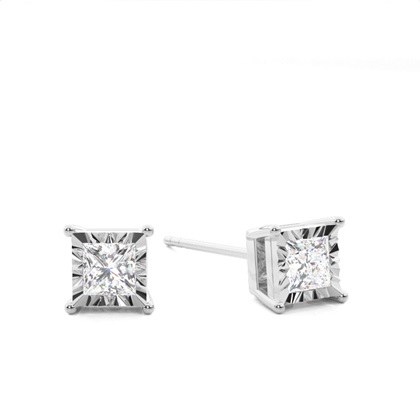Illusion Plate Prong Setting Round Stud Diamond Earrings