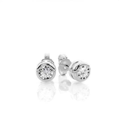 Illusion Plate Prong Setting Round Stud Diamond Earrings