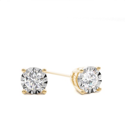 Illusion Plate Prong Setting Round Stud Diamond Earrings