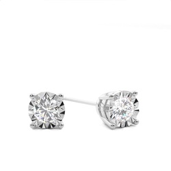 Illusion Plate Prong Setting Round Stud Diamond Earrings