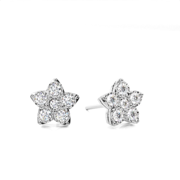Illusion Plate Prong Setting Round Stud Diamond Earrings