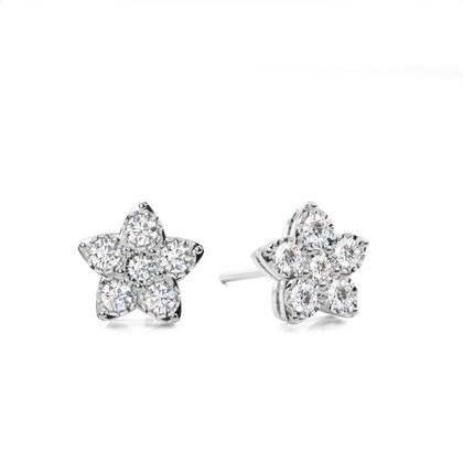 Illusion Plate Prong Setting Round Stud Diamond Earrings