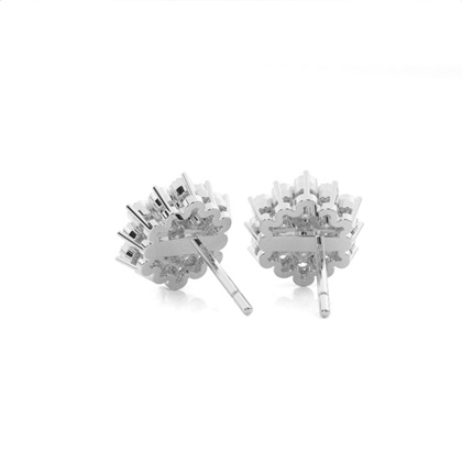 Illusion Plate Prong Setting Round Diamond Cluster Earrings