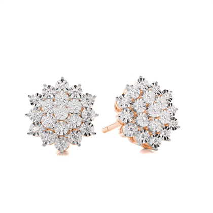 Rose Gold Cluster Diamond Earrings