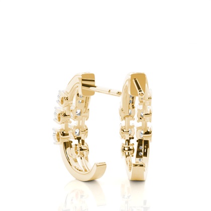 Illusion Plate Prong Setting Round Diamond Cluster Earrings