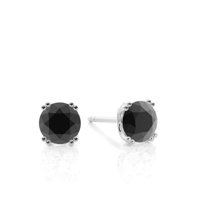 Round Black Diamond Stud Earrings