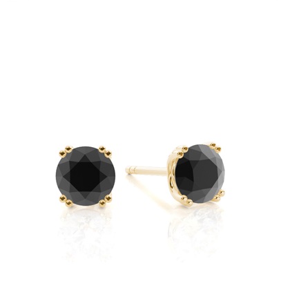 Round Black Diamond Stud Earrings