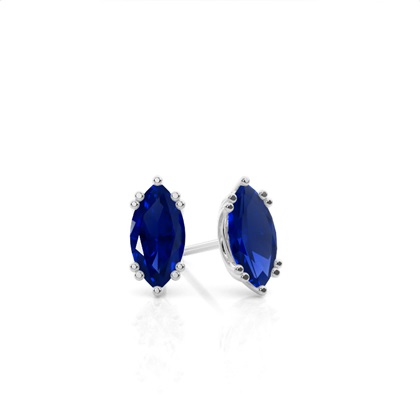 Marquise Silver Sapphire Earrings Diamond