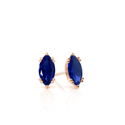 Prong Setting Blue Sapphire Stud Earrings