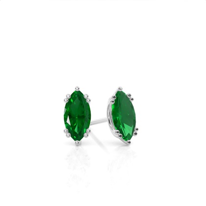 Prong Setting Emerald Stud Earrings