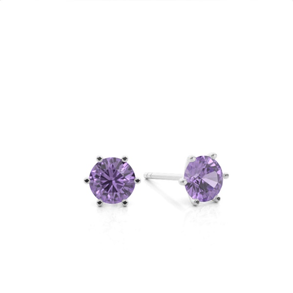 Prong Setting Amethyst Stud Earrings