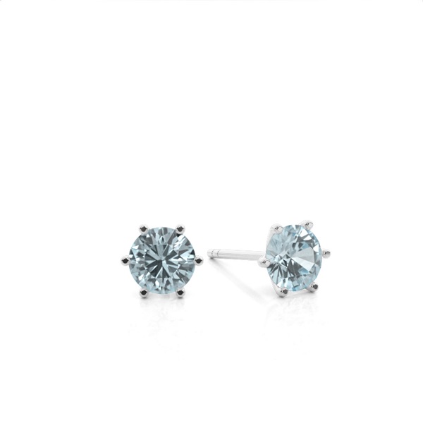 Prong Setting Aquamarine Stud Earrings