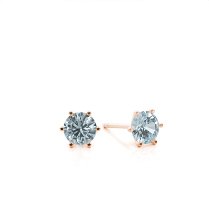 Prong Setting Aquamarine Stud Earrings