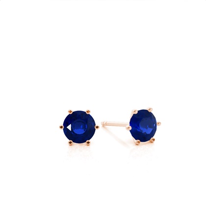 Prong Setting Blue Sapphire Stud Earrings