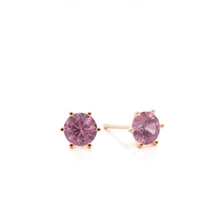 Prong Setting Pink Tourmaline Stud Earrings