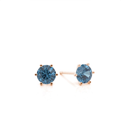 Prong Setting Blue Topaz Stud Earrings