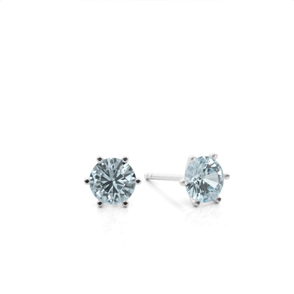 Prong Setting Aquamarine Stud Earrings