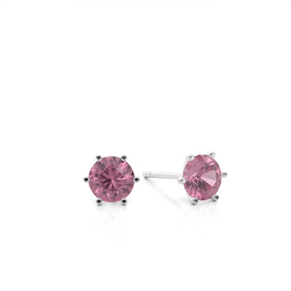 Prong Setting Pink Tourmaline Stud Earrings