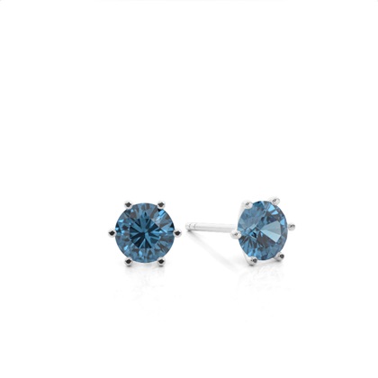 Prong Setting Blue Topaz Stud Earrings