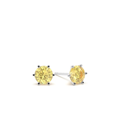 Prong Setting Yellow Diamond Stud Earrings