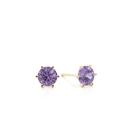 Prong Setting Amethyst Stud Earrings