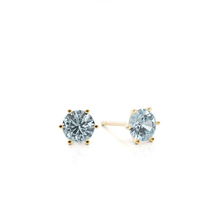 Prong Setting Aquamarine Stud Earrings